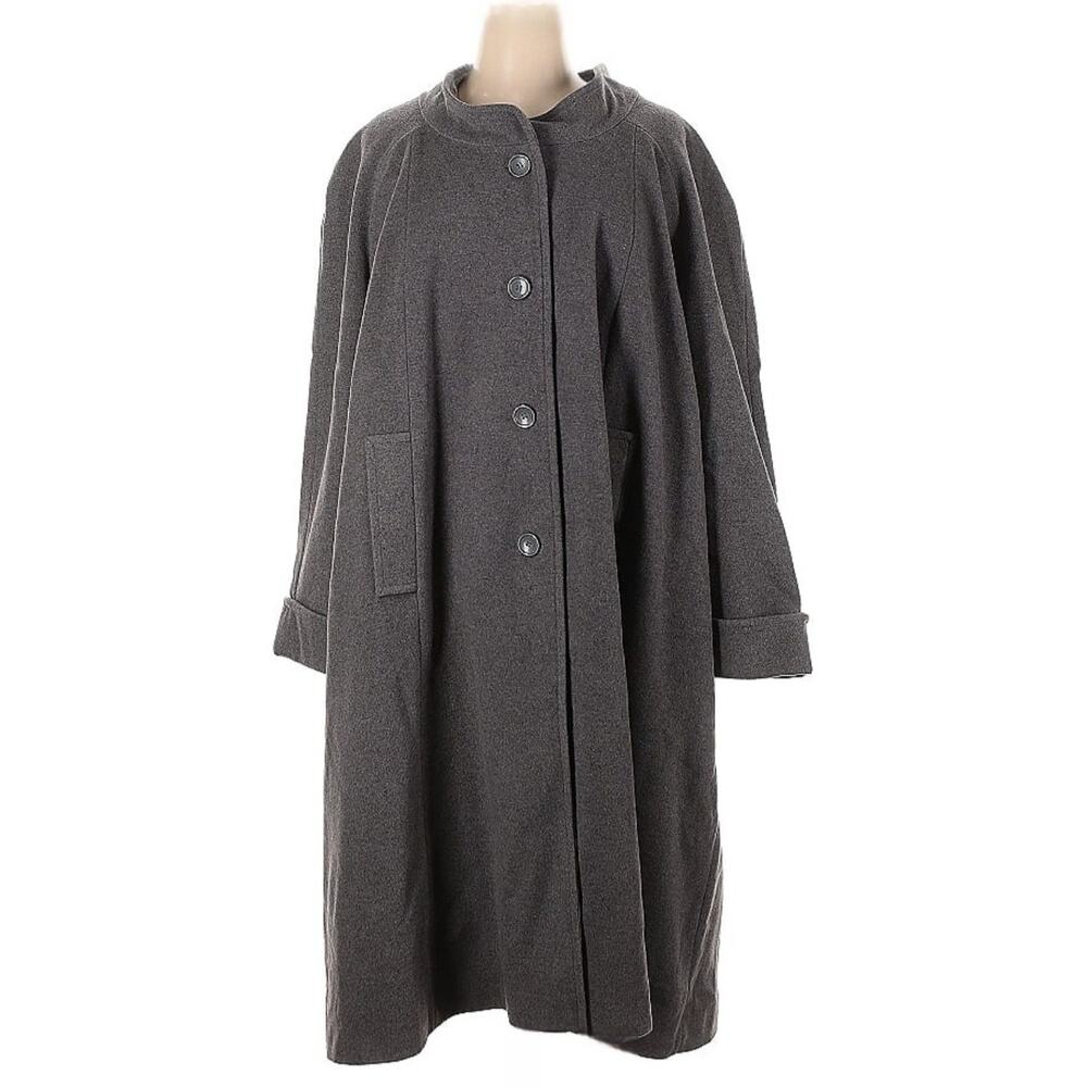 Ulla Popken Wool Long Coat 32/34 Gray Plus Size NWT Vintage Overcoat